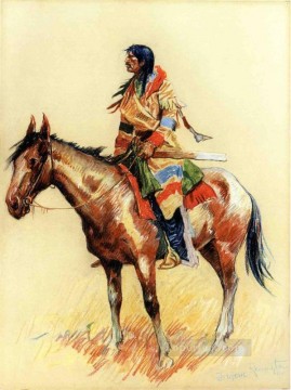 Frederic Remington Painting - A Breed Old American West cowboy Indian Frederic Remington